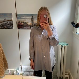 Aritzia Babaton Long Dress Shirt Pinstriped Blouse
